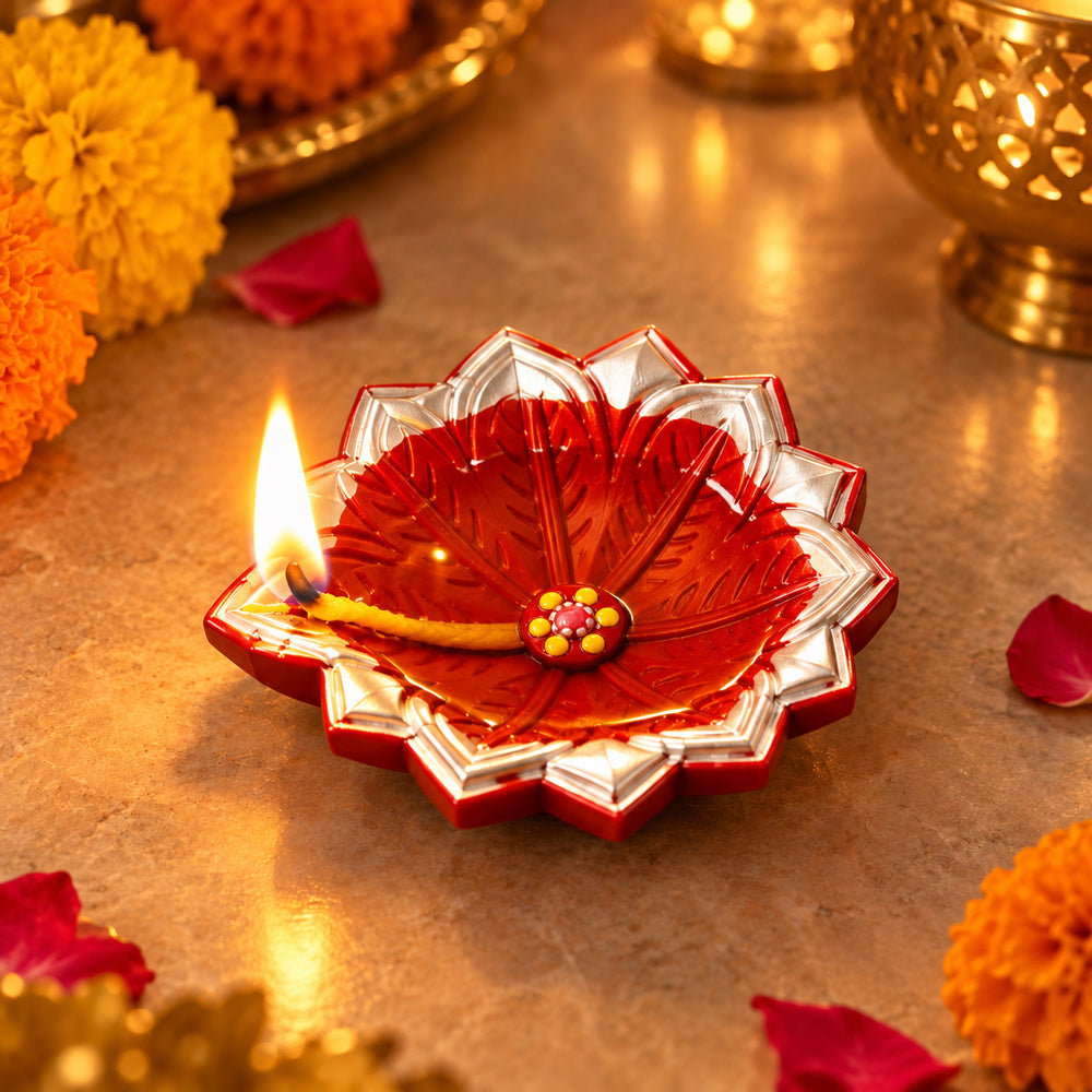 12 Pcs Decorative Painted Leaf-Vein Texture Clay Diyas