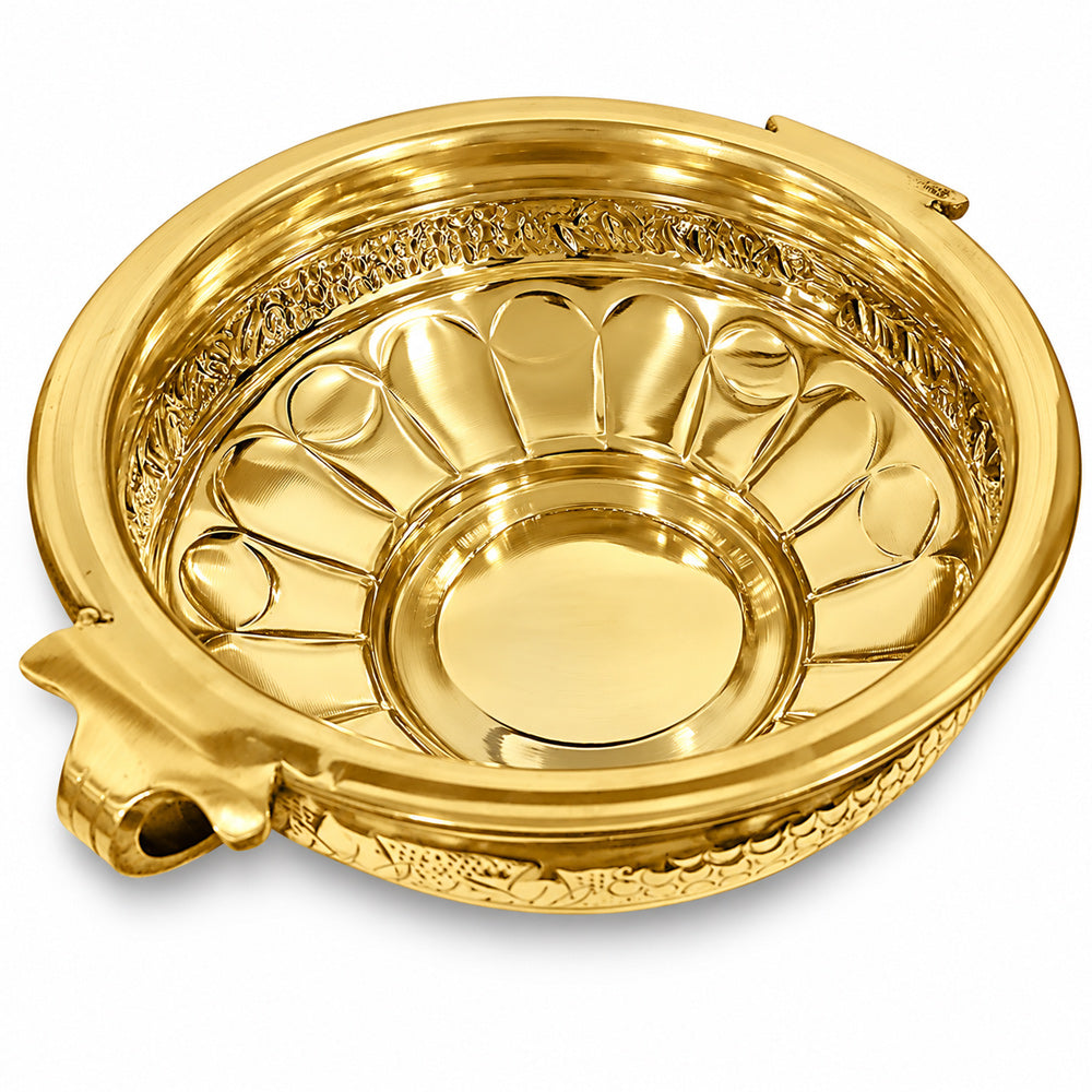 8 Inch Embossed Decorative Brass Designer Urli