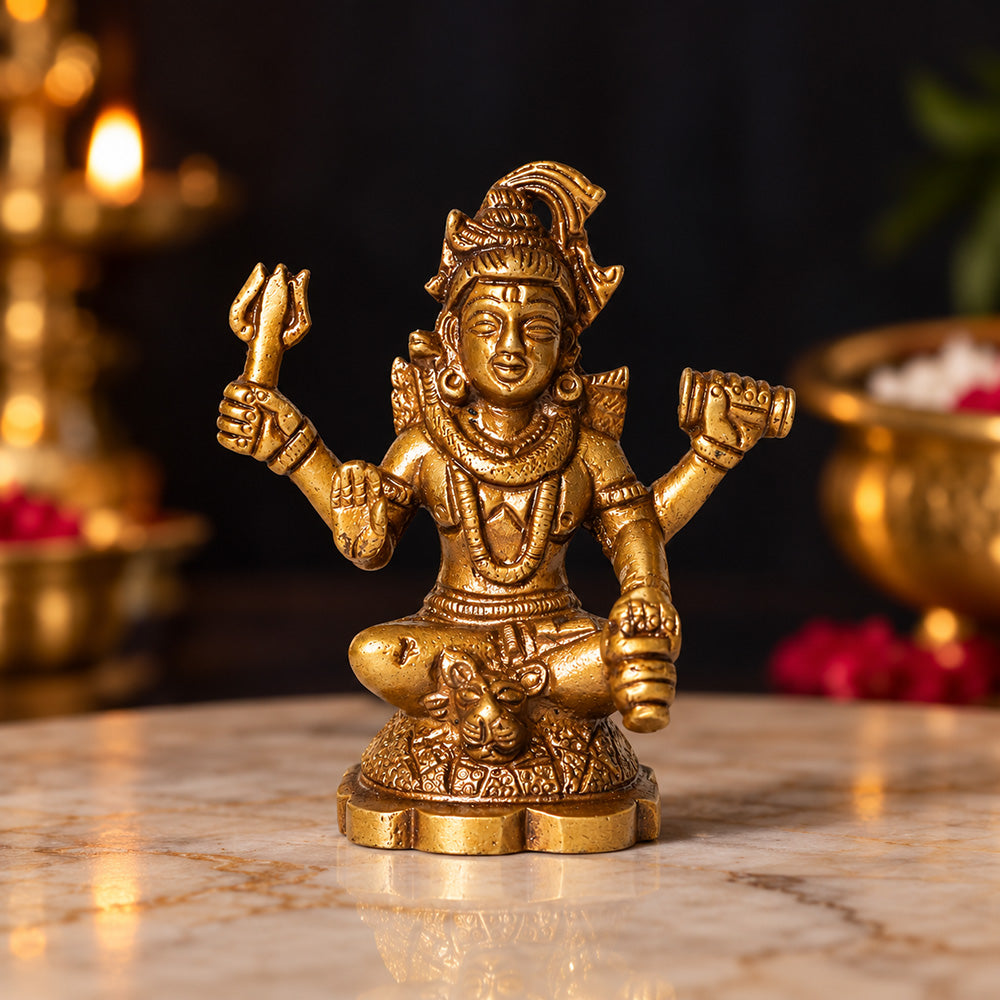 3.3 Inch Brass Chaturbhuj Shiva Ji Idol
