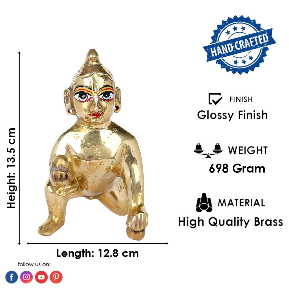 Brass Bal Gopal/Laddu Gopal Idol (Sizes Available 0 to 7)