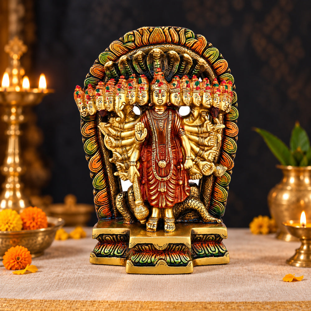 Brass Virat Dusmukhi Vishnu Swaroop Statue β Large