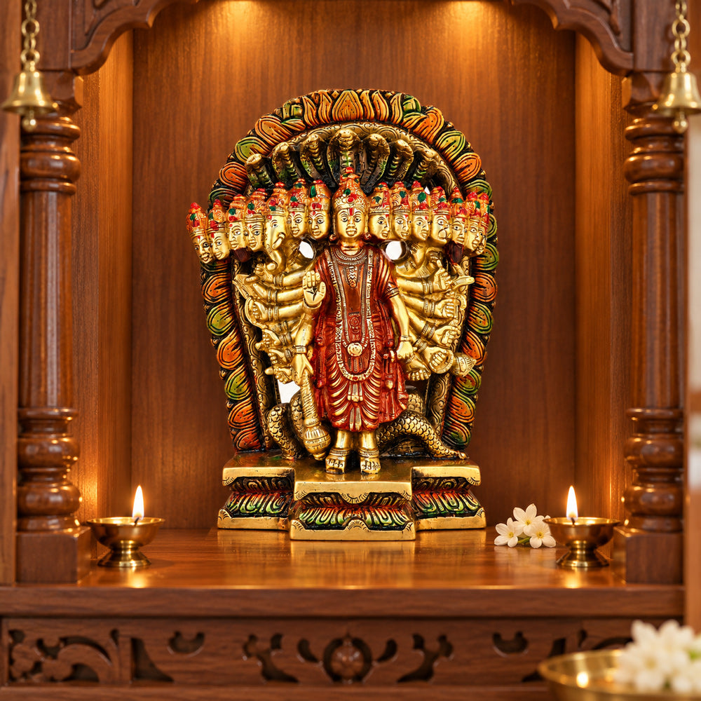 Brass Virat Dusmukhi Vishnu Swaroop Statue β Large