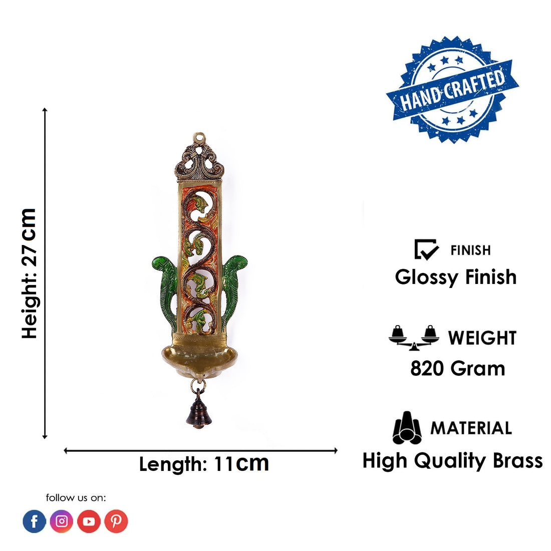 10.6 Inch Beautifully Designed Wall Hanging Diya