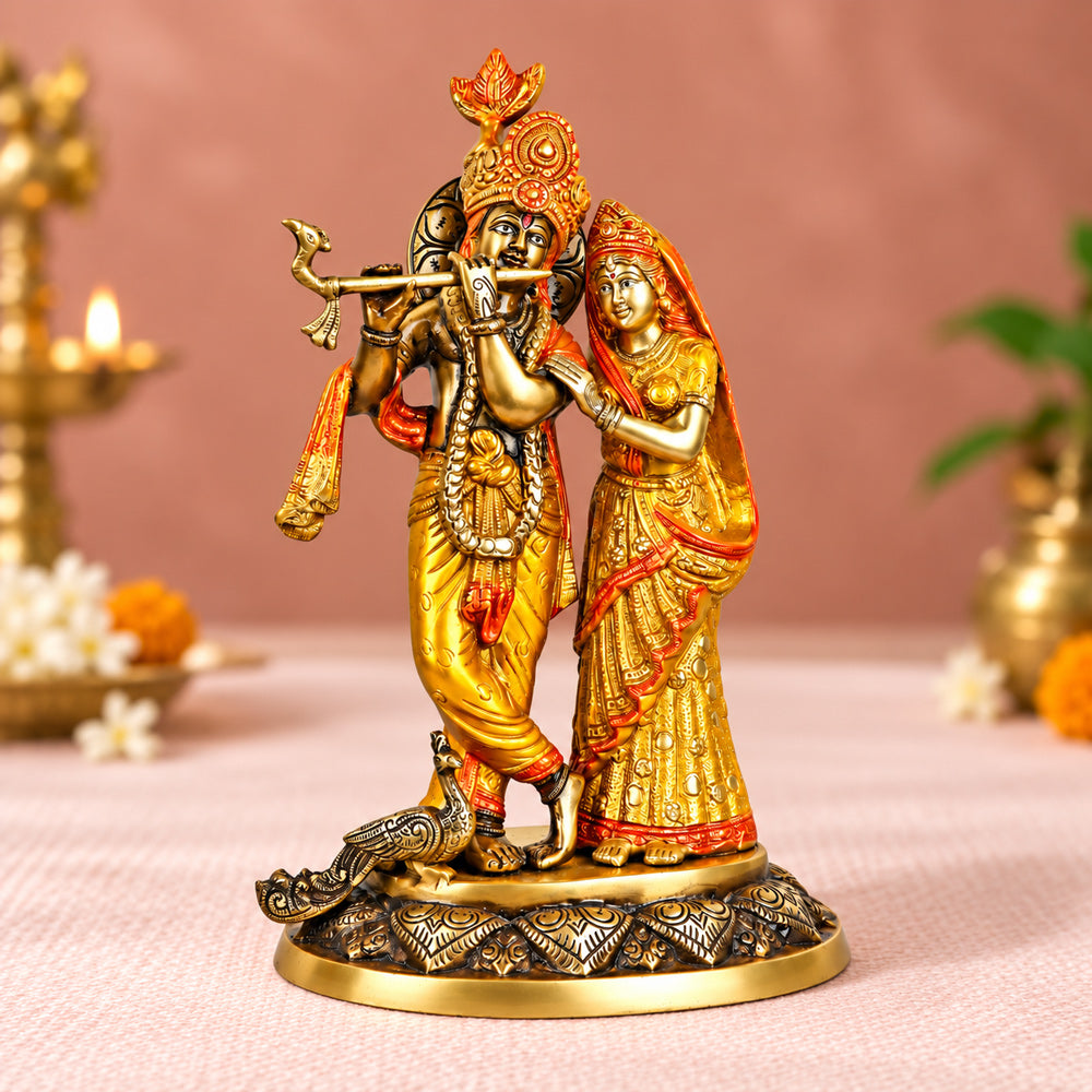 17 Inch Exquisite Radha Krishna Brass Idol