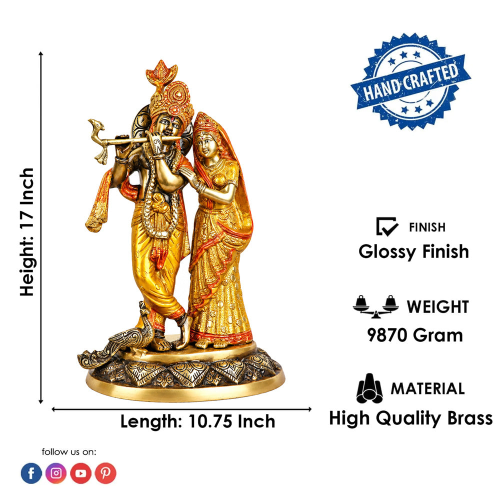 17 Inch Exquisite Radha Krishna Brass Idol