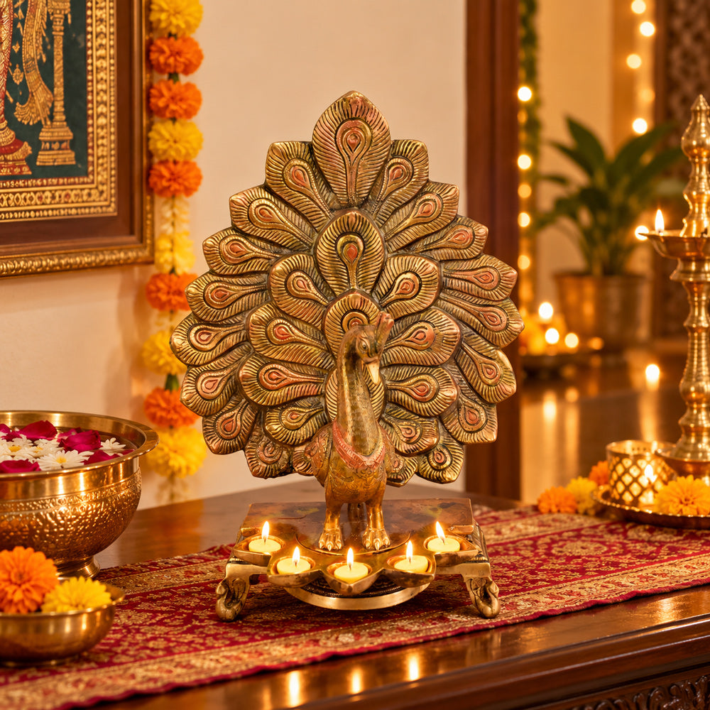 14 Inch Stylish Peacock Panch Diya