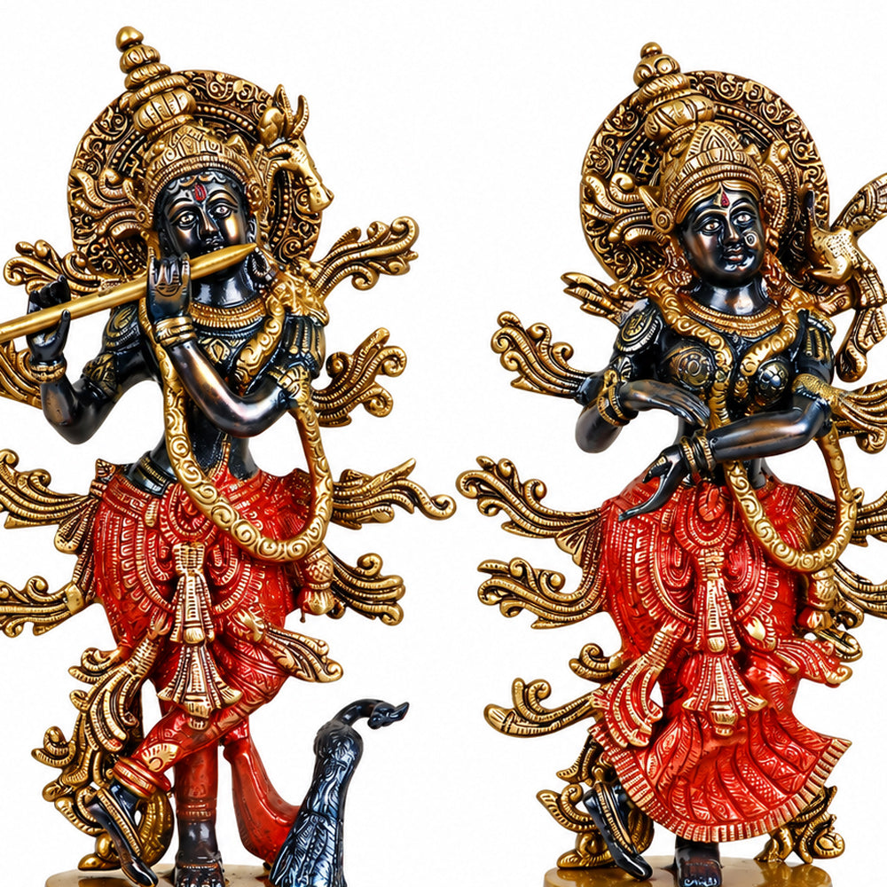 15.2 Inch Gorgeous Radha Krishna Brass Idol