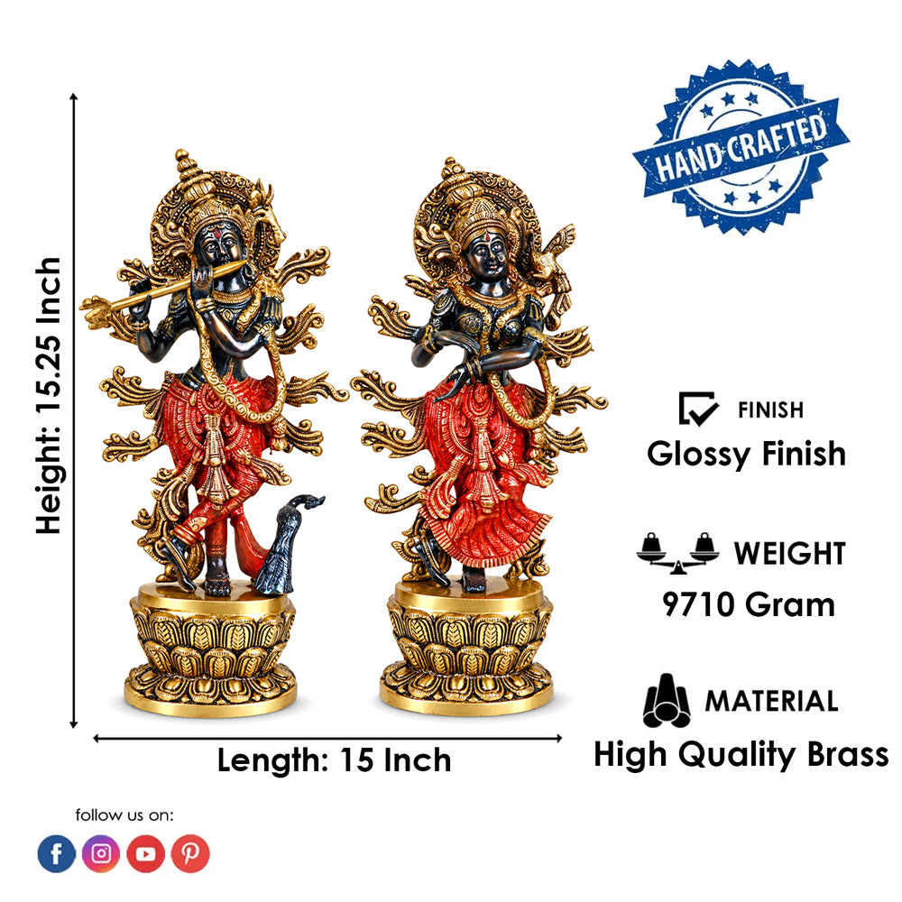 15.2 Inch Gorgeous Radha Krishna Brass Idol