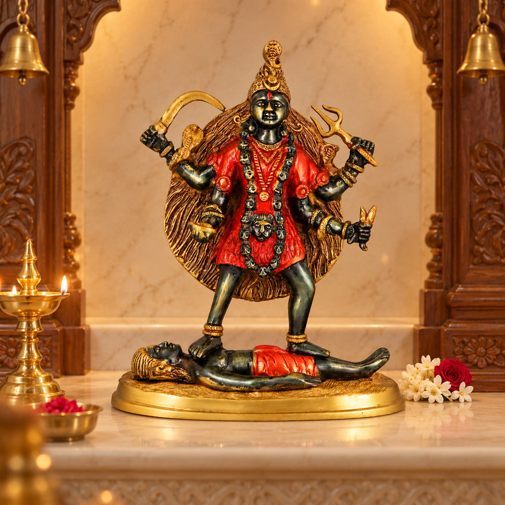 12 inch Brass Colorful Kali Maa Idol
