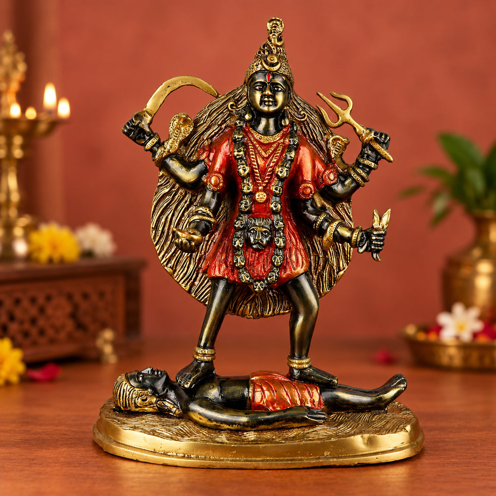 12 inch Brass Colorful Kali Maa Idol