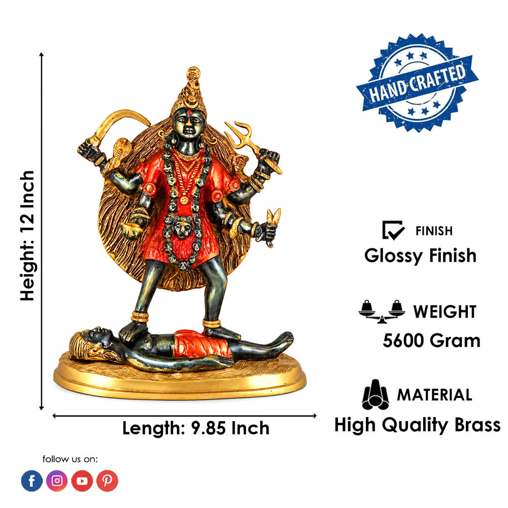 12 inch Brass Colorful Kali Maa Idol
