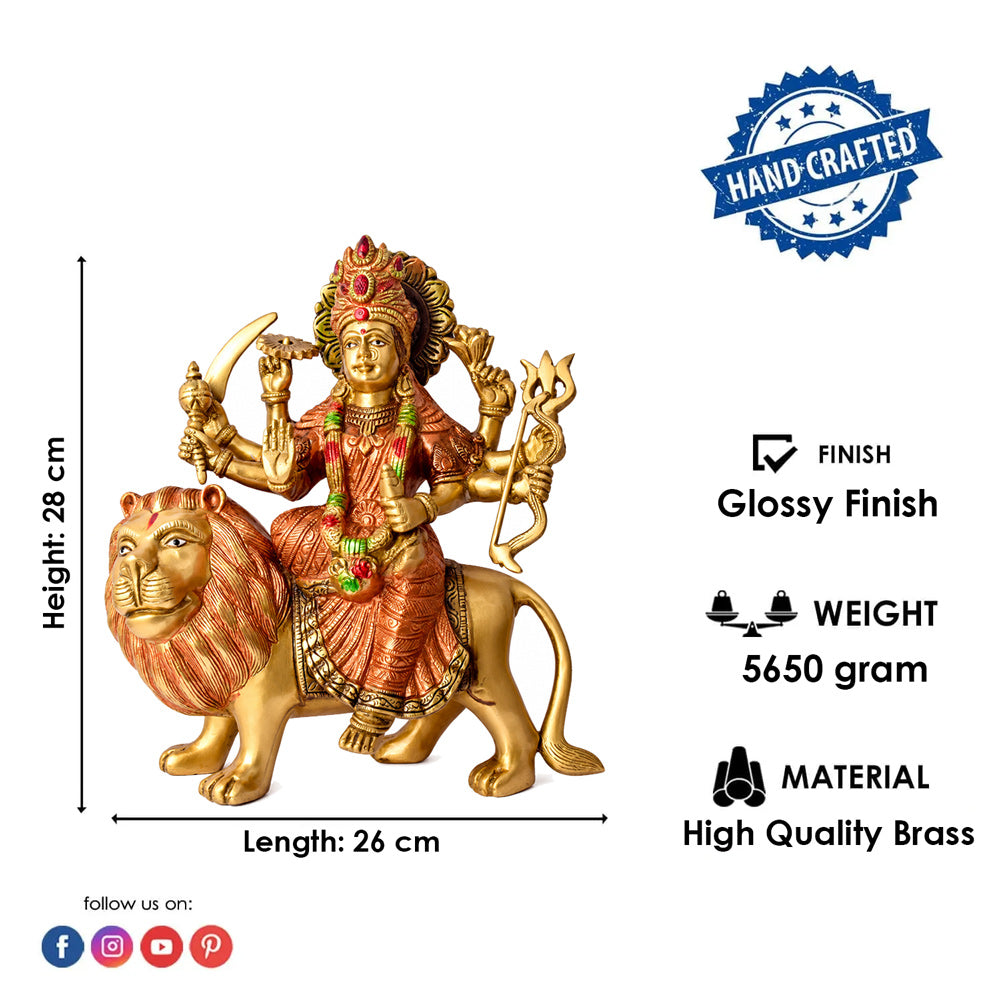 11 Inch Magnificent Sherawali Mata Statue for Home Temple