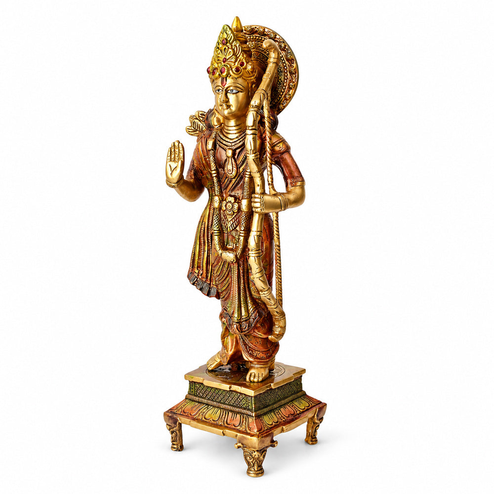 17.1 Inch Brass Ram with Bow Statue – Vibrant and Elegant Spiritual Décor