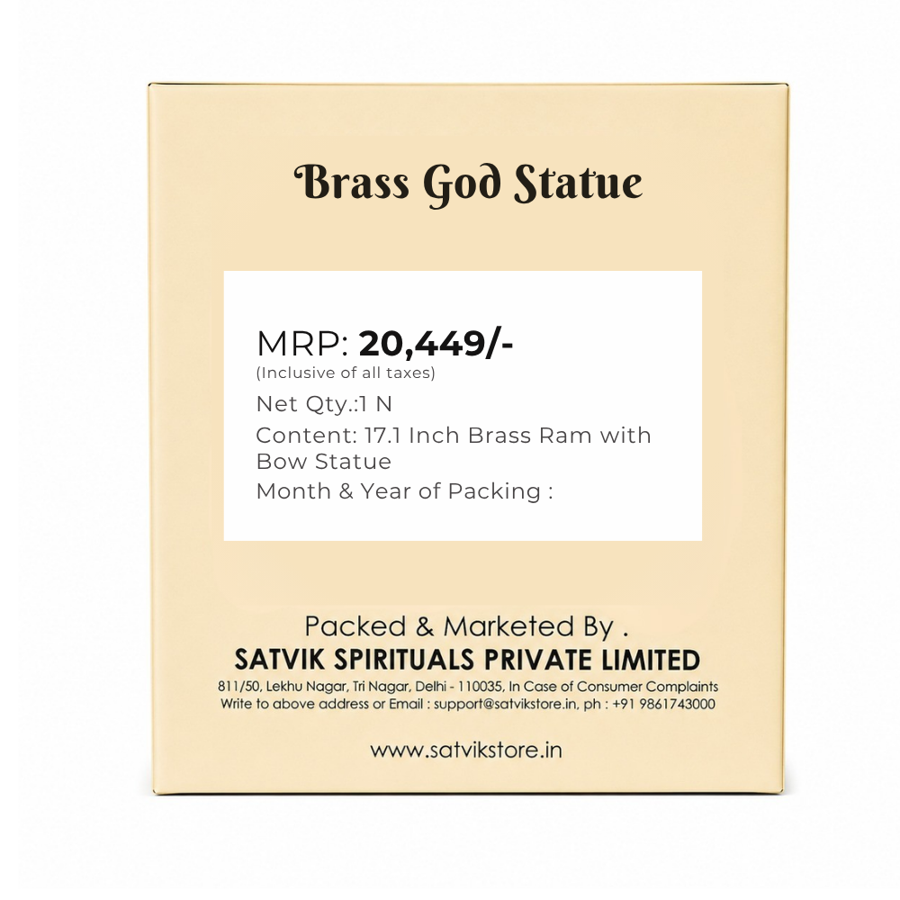 17.1 Inch Brass Ram with Bow Statue – Vibrant and Elegant Spiritual Décor