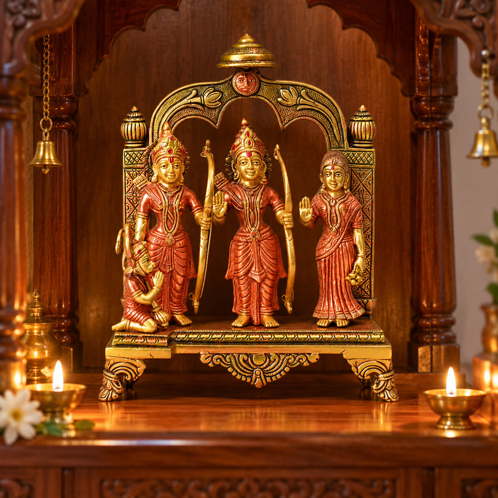12.5 Inch Majestic Brass Ram Darbar Idol with Royal Touch of Divine Elegance