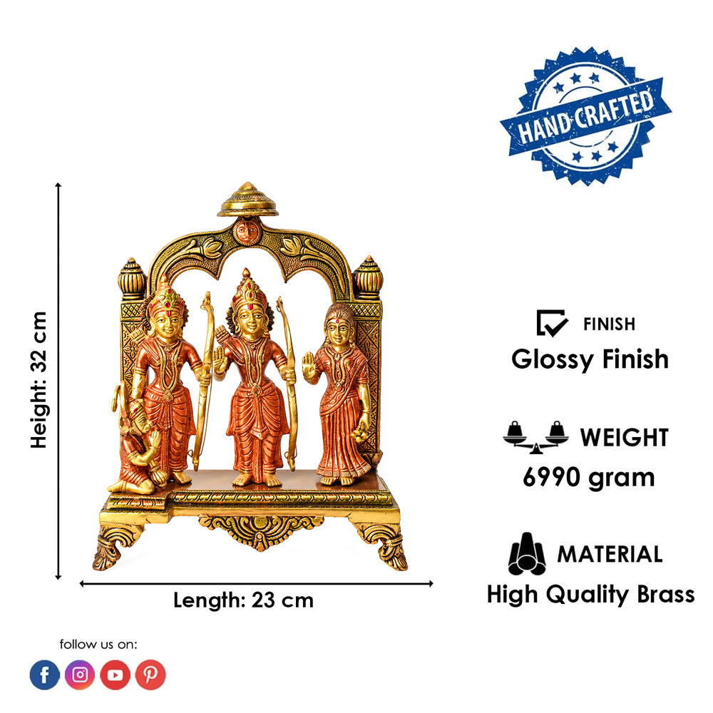 12.5 Inch Majestic Brass Ram Darbar Idol with Royal Touch of Divine Elegance