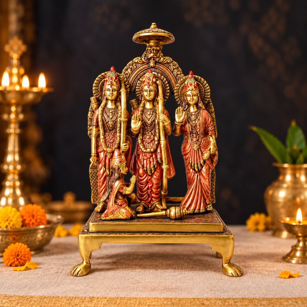 19.4 Inch Exquisite Brass Ram Darbar Idol โ Spiritual Home Dรฉcor Piece