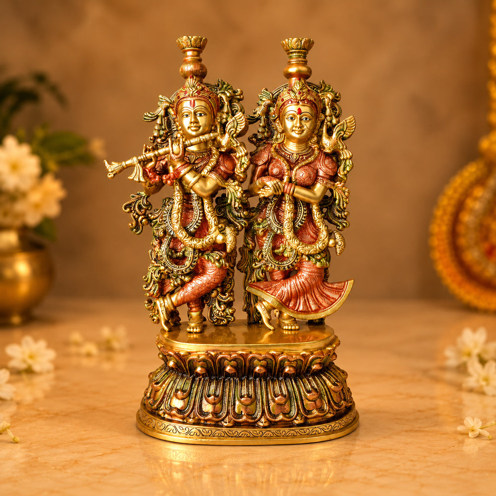 12.2 Inch Stunning Radha Krishna Brass Idol