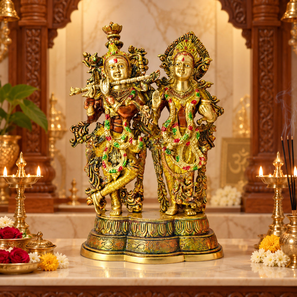 16.5 Inch Gorgeous Radha Krishna Brass Idol 16.5 Inch