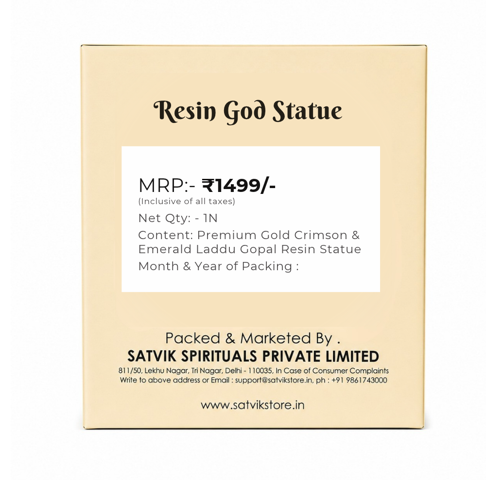 Premium Gold Crimson & Emerald Laddu Gopal Resin Statue