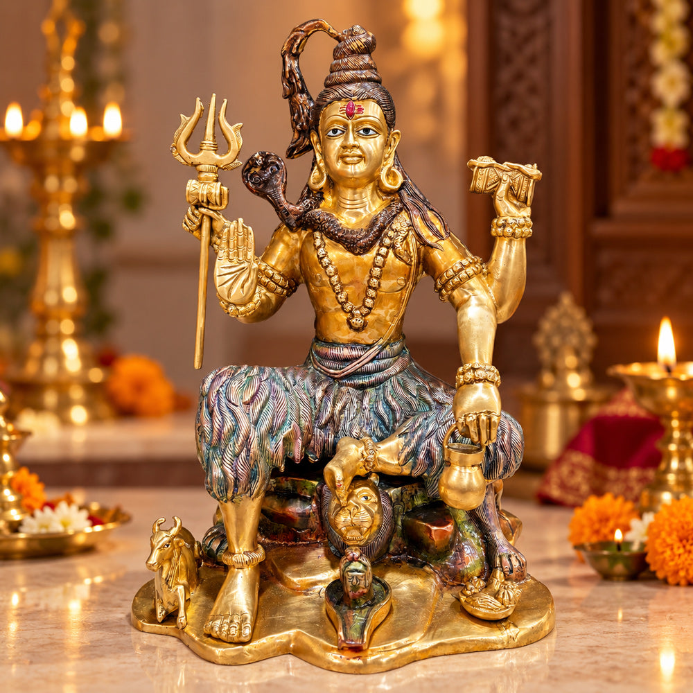 18.5 Inch Handcrafted Brass Statue of Lord Shiva