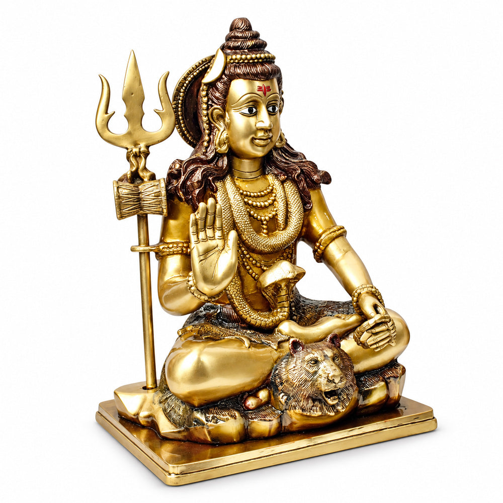17.5 Inch Brass Lord Shiva Statue in Meditation Pose