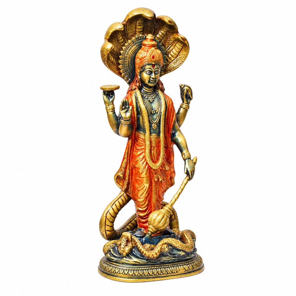 17 Inch Brass Vishnu Standing with Sheshanag