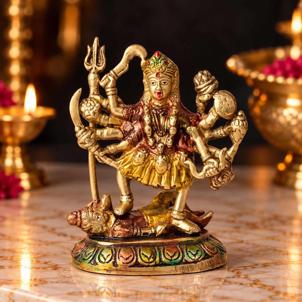 6 Inch Handcrafted Brass Kali Mata Idol