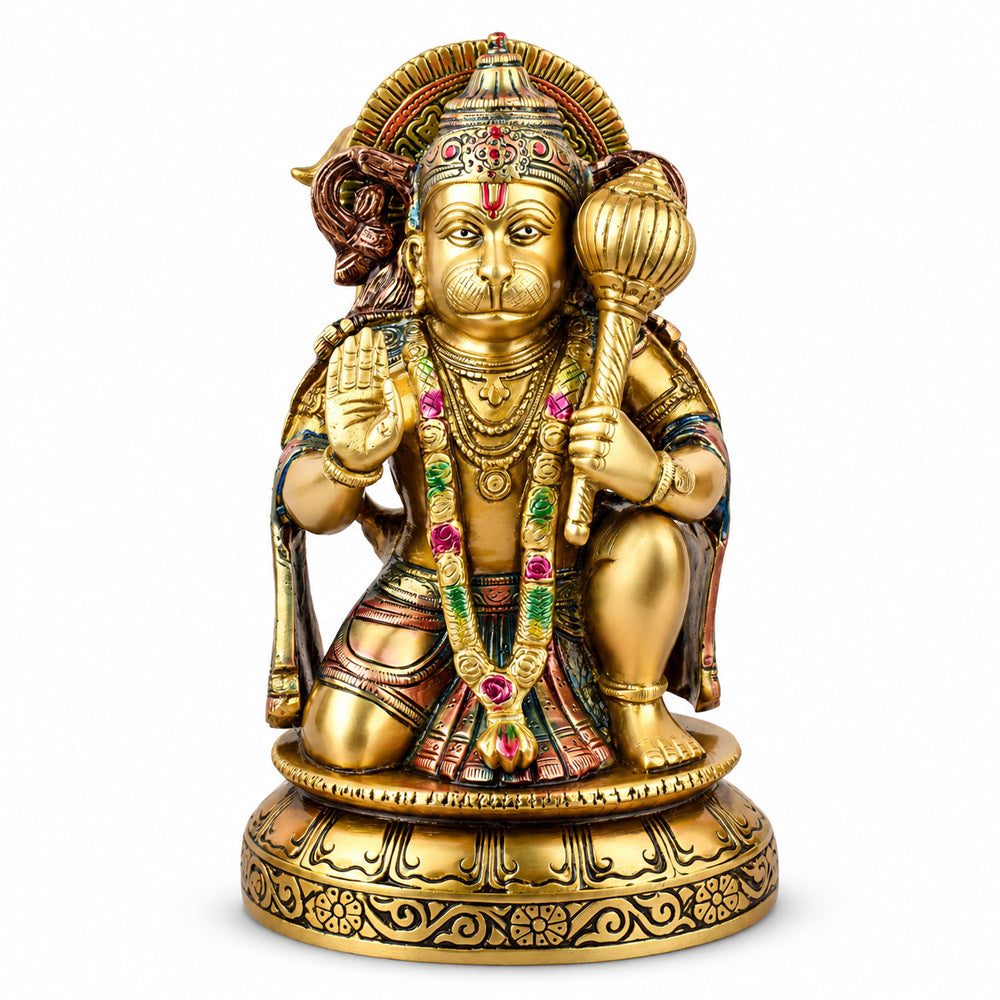 10.6 Inch Brass Hanuman Idol – Protector of Courage and Faith