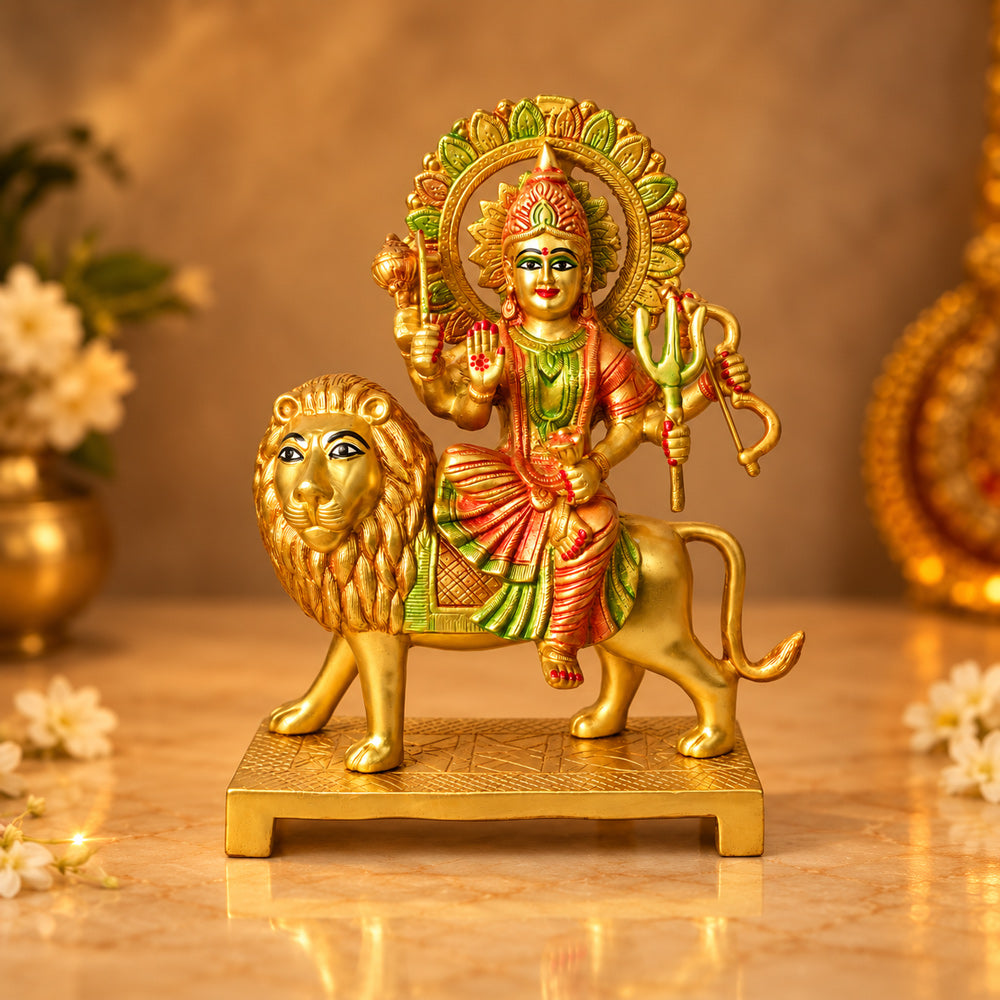 14.2 Inch Large Superfine Brass Durga Mata Statue