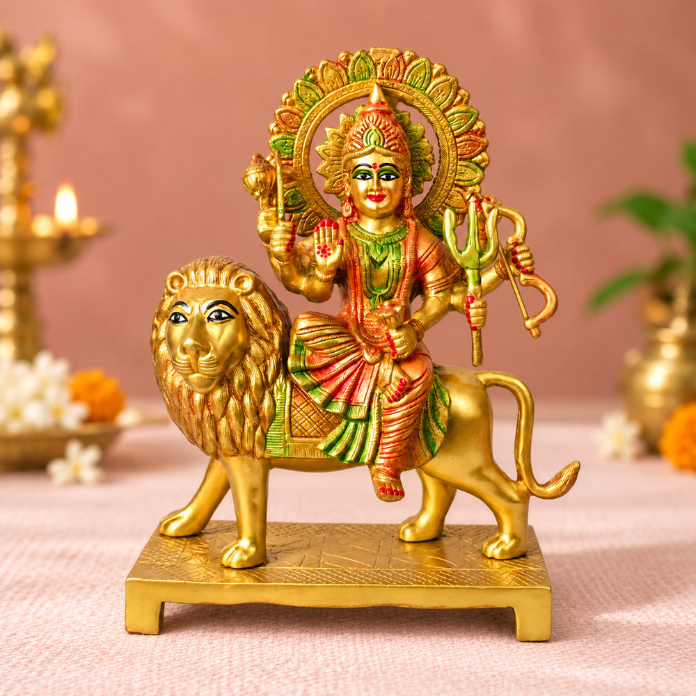 14.2 Inch Large Superfine Brass Durga Mata Statue