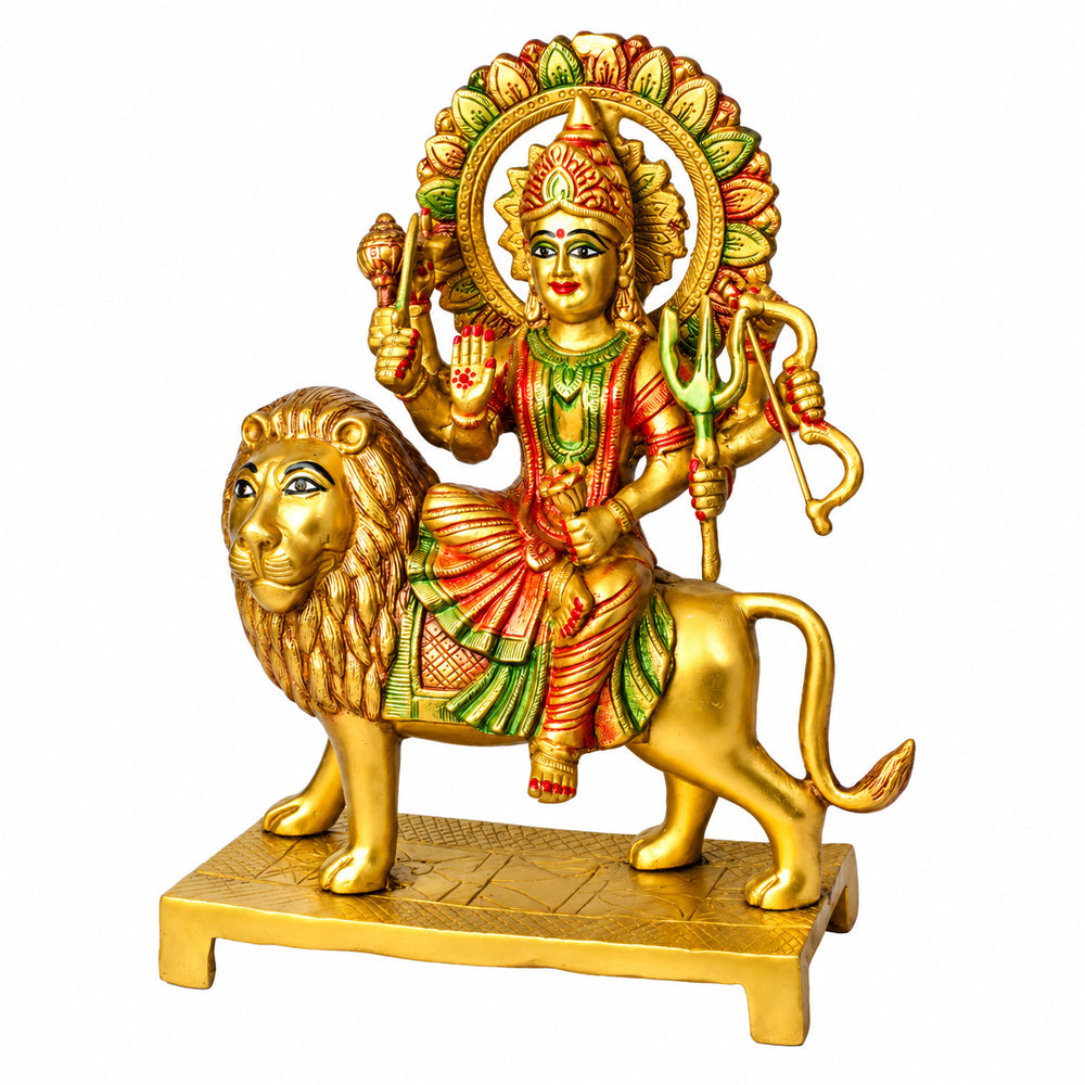 14.2 Inch Large Superfine Brass Durga Mata Statue