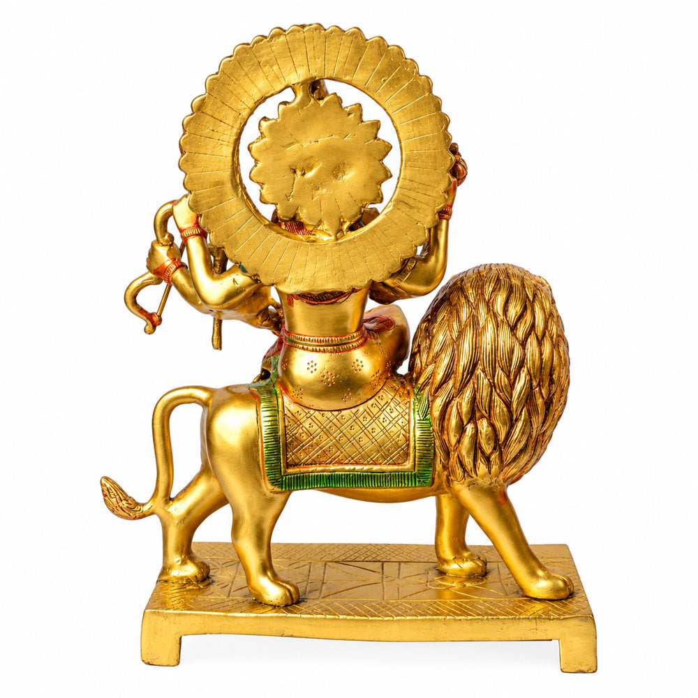 14.2 Inch Large Superfine Brass Durga Mata Statue