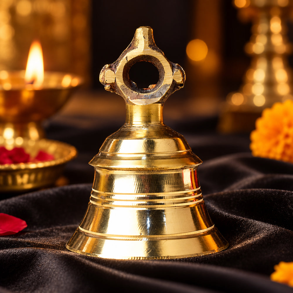 8.5 Inch Premium Brass Pooja Bell - Ghanta for Mandir