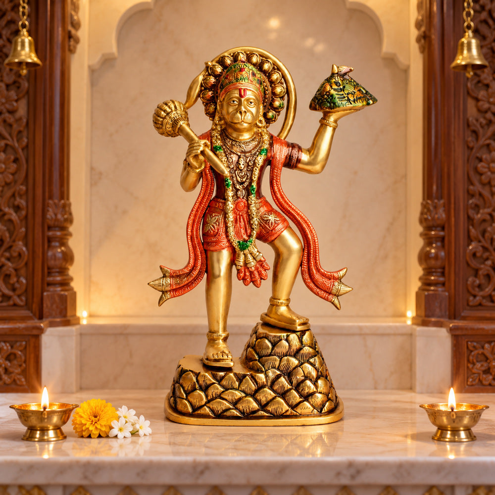 14.2 Inch Kesari Nandan Hanuman Brass Idol