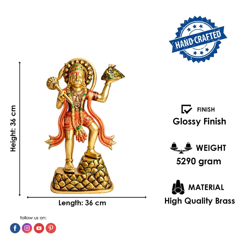 14.2 Inch Kesari Nandan Hanuman Brass Idol