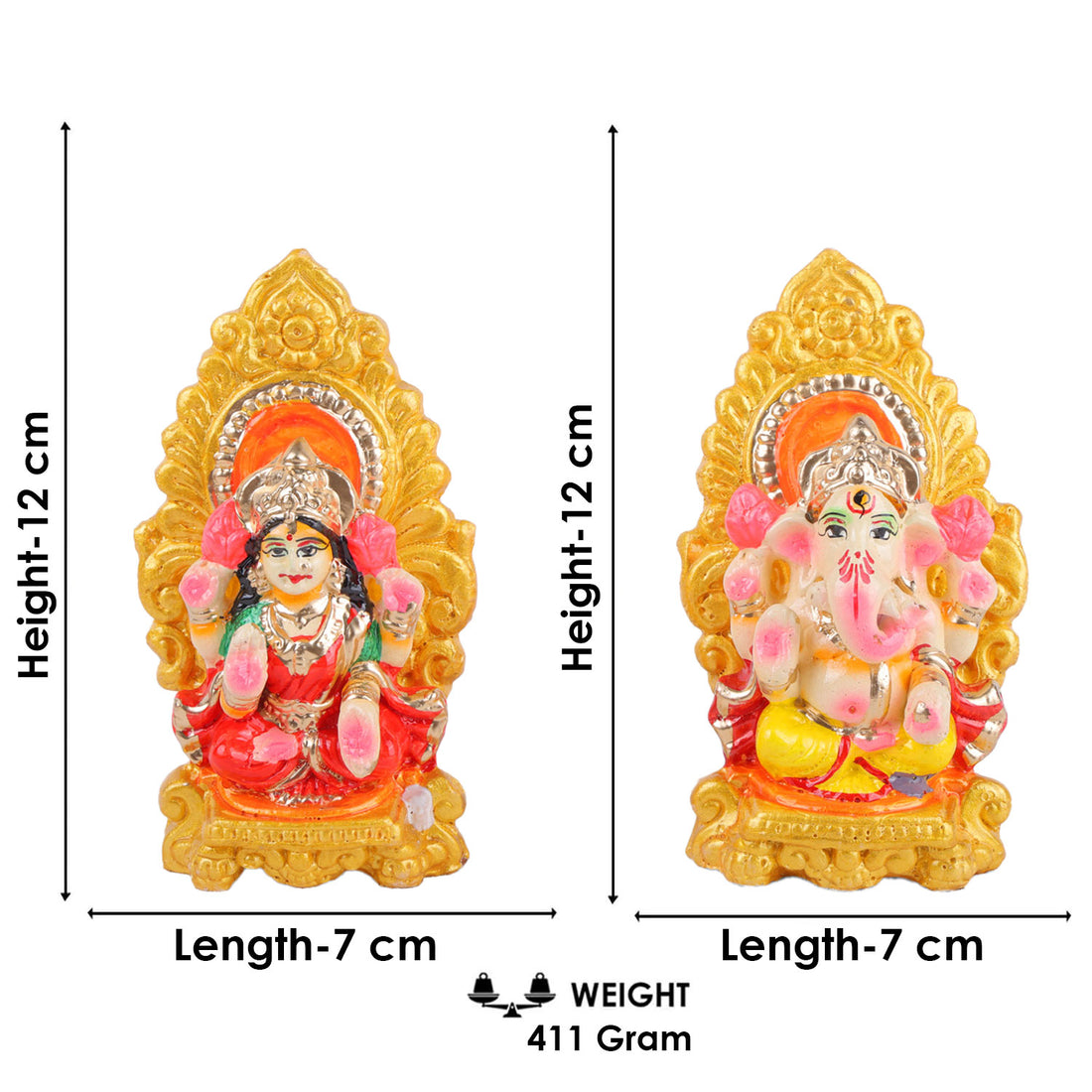 Traditional Clay Laxmi Ganesha Idol Statue for Home Temple