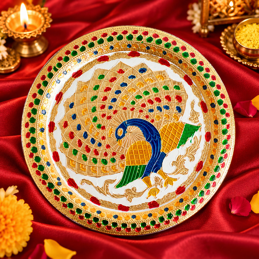 Decorative Stainless Steel Peacock Thali