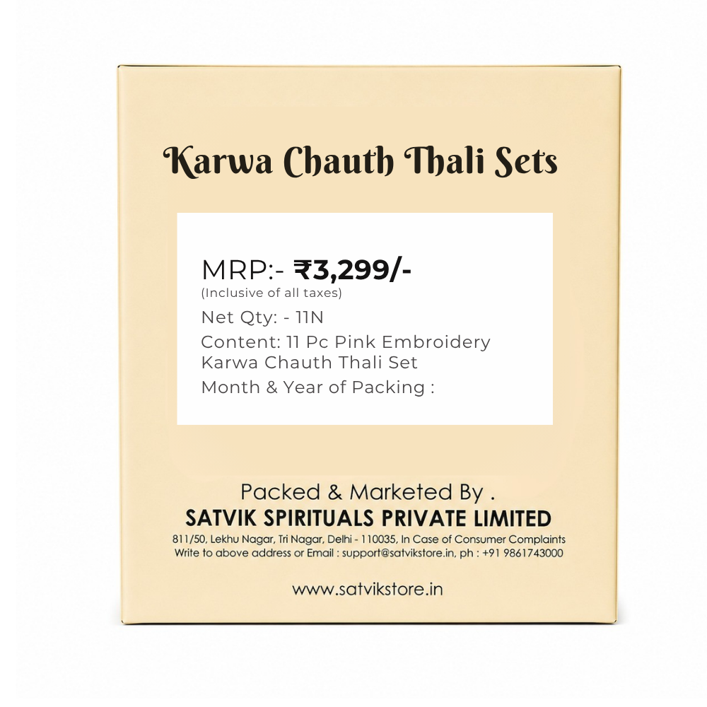 11 Pc Pink Embroidery Karwa Chauth Thali Set