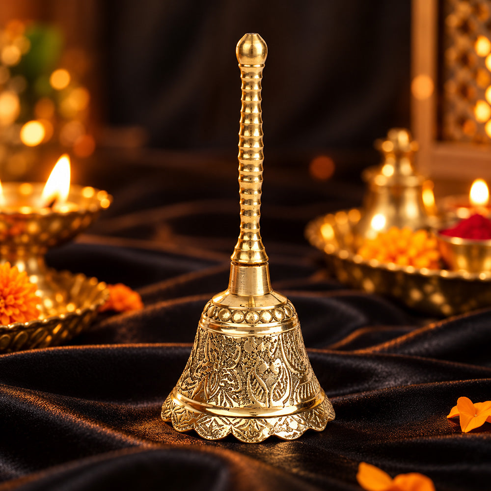 Brass Embossed Puja Bell