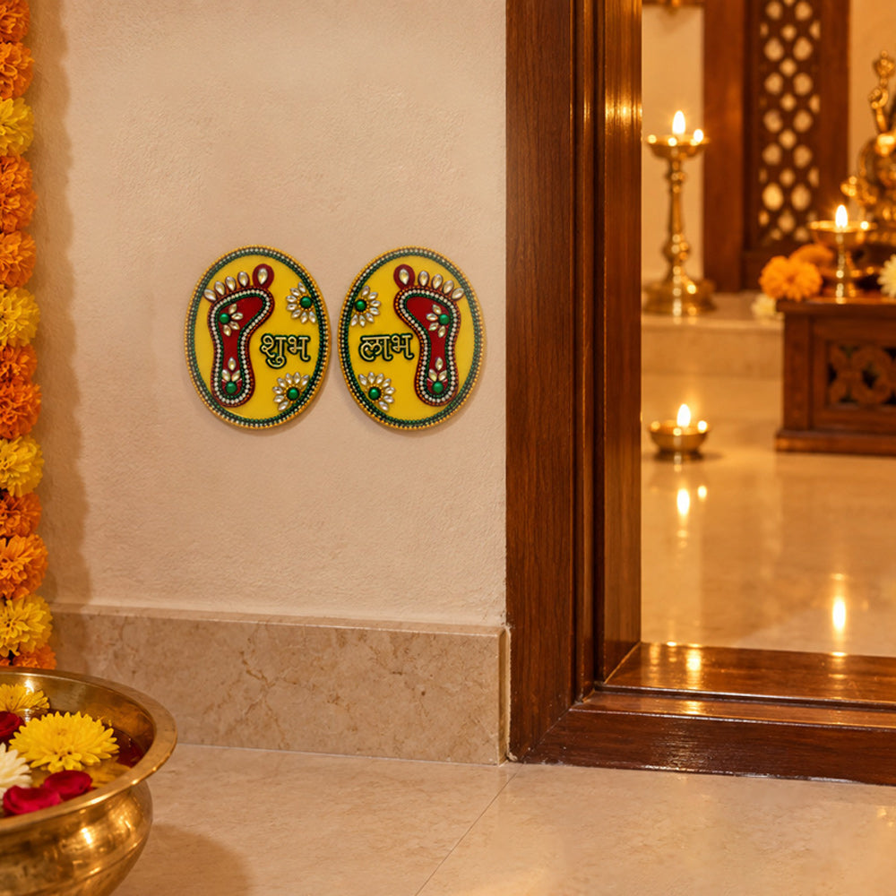 Traditional Auspicious Shubh Labh & Laxmi Feet Sticker