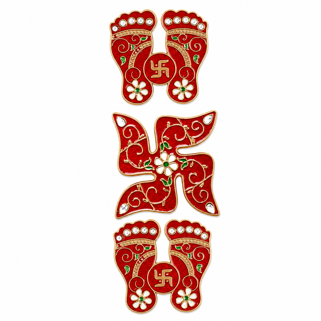 Traditional Auspicious Laxmi Feet and Swastik Stickers