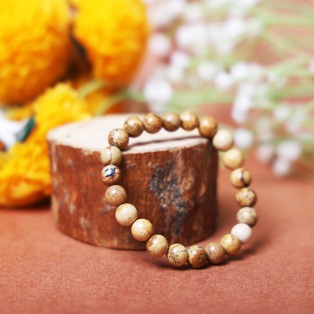 8mm Picture Jasper Bracelet for Grounding & Inner Peace