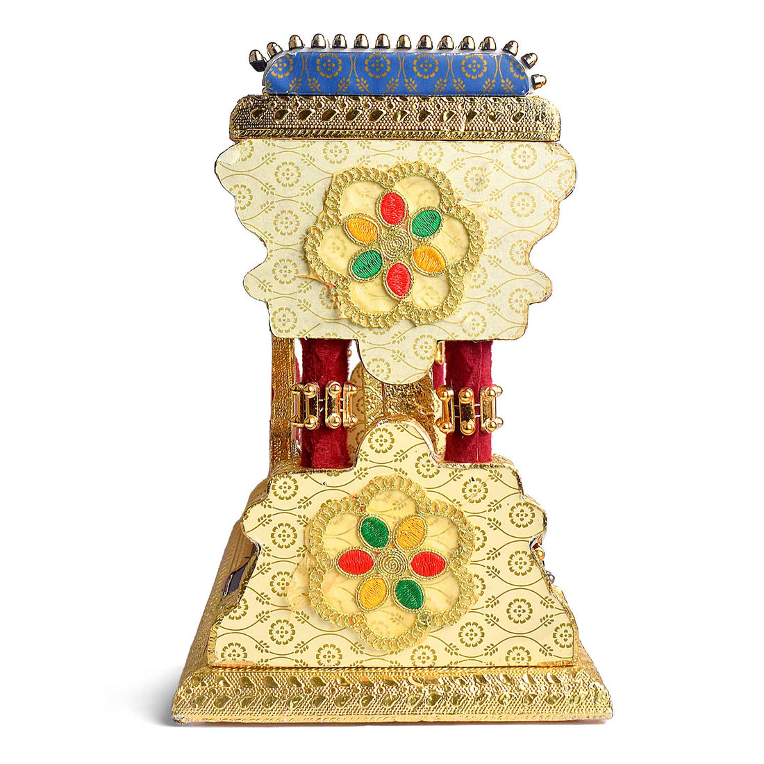 Royal Blue Metal Singhasan Jhula for Laddu Gopal