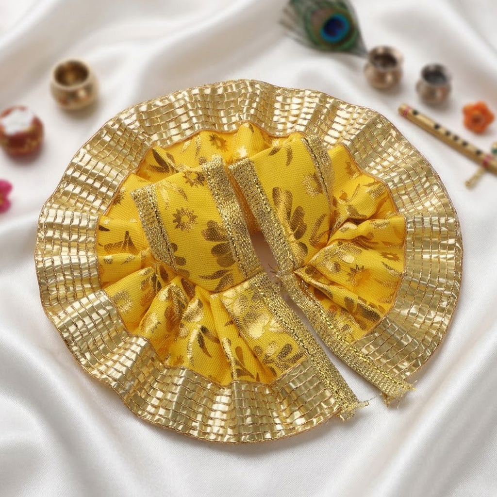Golden Floral Print Laddu Gopal Dress | India’s Largest Pooja Accessories Brand – www.satvikstore.in