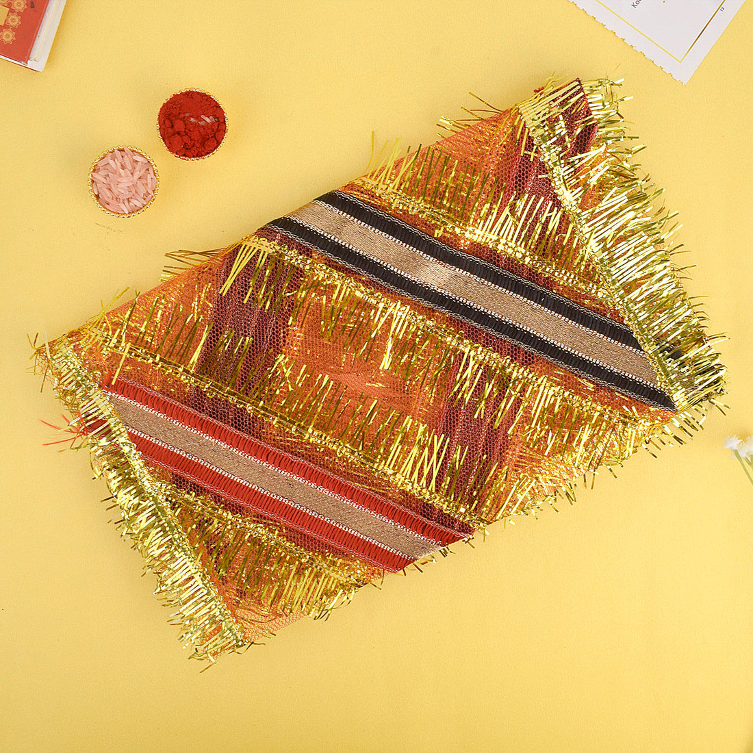 Traditional 26x10 inch Mata Chunni with radiant gota patti work for Mata idol decoration during pooja rituals β Indiaβs Largest Pooja Accessories Brand β www.Satvikstore.in