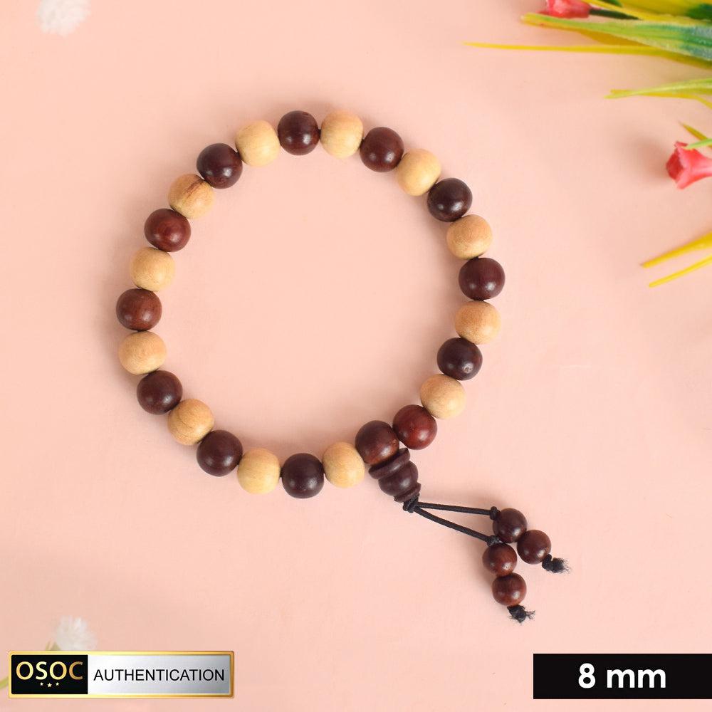 Govt. Certified White & Red Sandalwood Bracelet – Natural Healing Spiritual Beads for Protection and Meditation. India’s Largest Pooja Accessories Brand - www.satvikstore.in