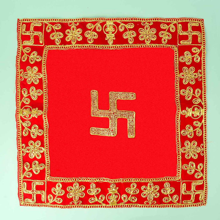 Heavy Design Velvet Aasan 16x16 Inch Pack of 4 with Golden Lace Border. India’s Largest Pooja Accessories Brand - www.satvikstore.in