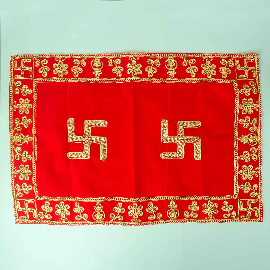 Heavy Design Velvet Aasan 16x24 Inch Pack of 4 with Golden Lace Border. India’s Largest Pooja Accessories Brand - www.satvikstore.in