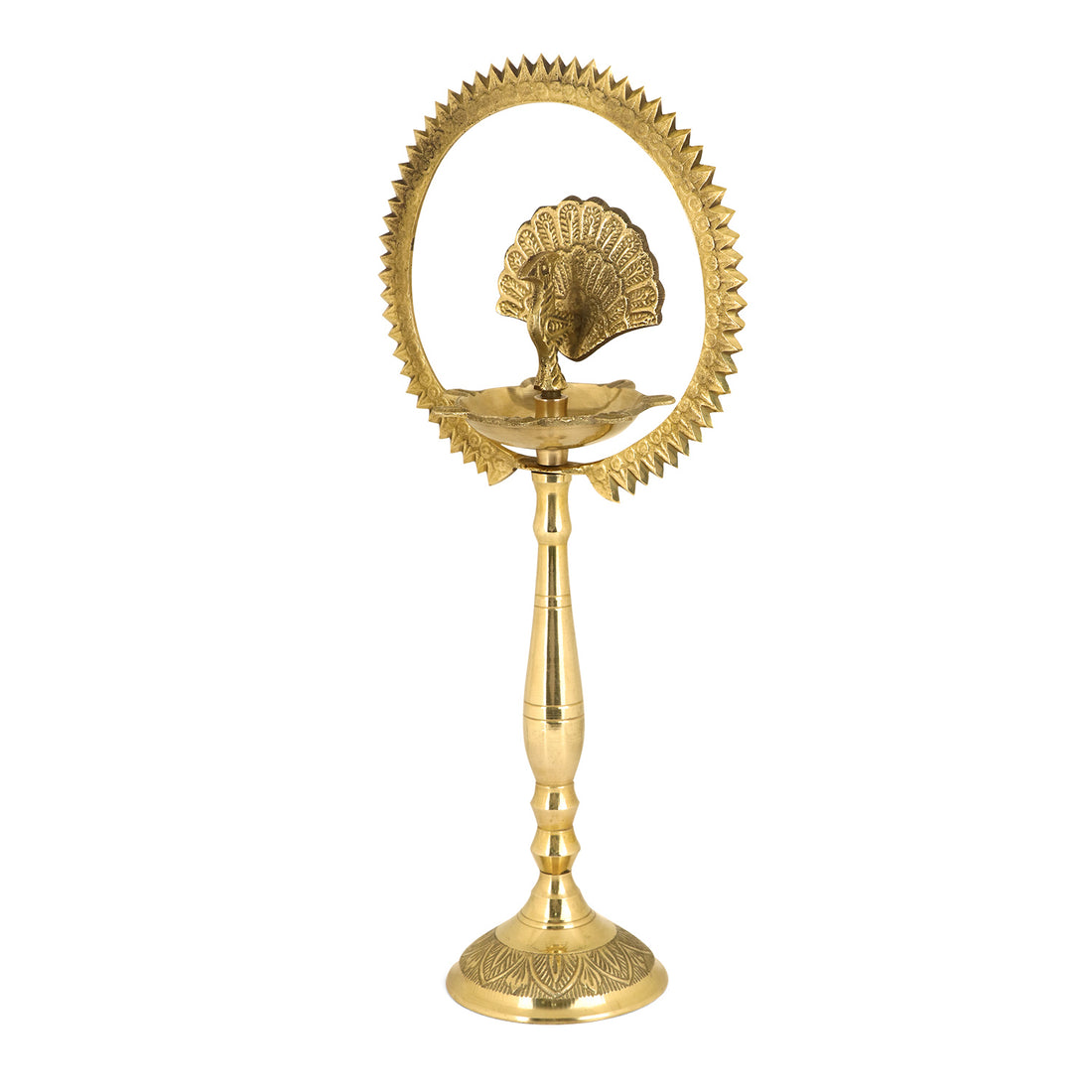 17 Inch Mor Kiran Style Brass Kerala Diya
